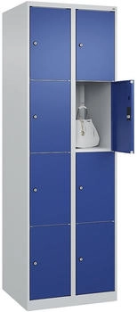 C+P Schlie&szlig;fachschrank Classic PLUS 2 Abteile 1850x600x500mm 7035/5010 Innenh&ouml;he Gefach oben (oberes 453 mm Front RAL 5010 Enzianblau