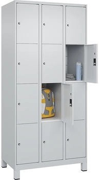 C+P Schlie&szlig;fachschrank Classic PLUS F&uuml;&szlig;e 3 Abteile 1950x900x500mm 7035/7035 Innenh&ouml;he Gefach oben (oberes 453 mm Front RAL 7035 Lichtgrau