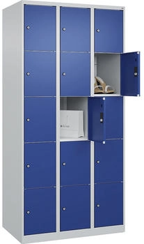 C+P Schlie&szlig;fachschrank Classic PLUS 3 Abteile 1850x900x500mm 7035/5010 Innenh&ouml;he Gefach oben (oberes 365 mm Front RAL 5010 Enzianblau