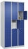 C+P Schließfachschrank Classic PLUS 3 Abteile 1850x900x500mm 7035/5010 Innenhöhe Gefach oben (oberes 365 mm Front RAL 5010 Enzianblau