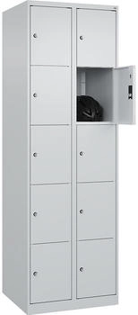 C+P Schließfachschrank Classic PLUS 2 Abteile 1850x600x500mm 7035/7035 Innenhöhe Gefach oben (oberes 365 mm Front RAL 7035 Lichtgrau