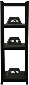 Proregal All Black Series Schwerlastregal Ragnar für Gesamtlast 500 kg HxBxT 150 x 45 x 45 cm Matt Schwarz Kellerregal Steckregal Garagenregal