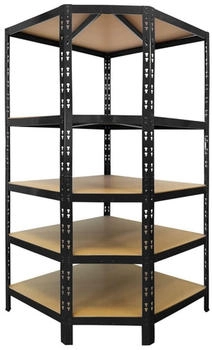 Karat Eckregal Traglast 875 kg Individuell Einsetzbar Schwarz 180 x 90 x 42 x 60 cm