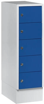 Wolf Schließfachschrank Stahlbl. Türanschl. rechts Zylinderschloss 5 Fächer B 300 x H 965 mm l.grau RAL 7035/e.blau RAL 5010