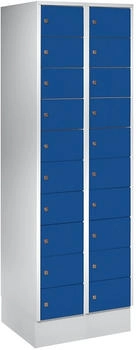 Wolf Schließfachschrank Stahlbl. Türanschl. rechts Zylinderschloss 20 Fächer B 600 x H 1800 mm l.grau RAL 7035/e.blau RAL 5010