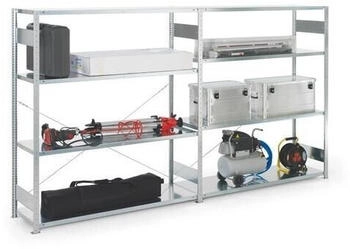 META Großfachsteckregal H2000xB1700xT400 mm Anbauregal verzinkt silber 4 Stahlböden
