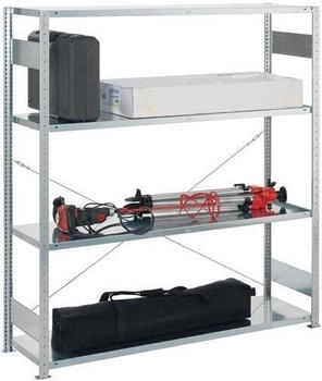 META Großfachsteckregal H2000xB1700xT500 mm Grundregal verzinkt silber 4 Stahlböden