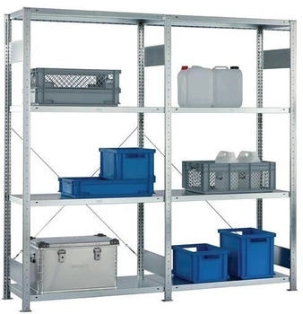 META Steckregalset H2000xB2000xT400mm Grund-/Anbauregal verzinkt 8 Stahlböden