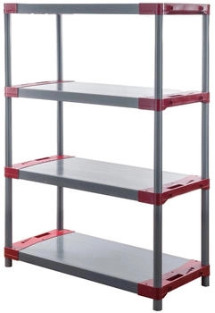 Proregal Kunststoffregal Big Grey Bear Low HxBxT 138 x 110 x 46 cm Fachlast 160 kg Grau/Rot