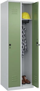 C+P Spind Classic PLUS 2-Abteile 300mm breit bodenstehend Drehriegel (HxBxT) 1850x600x500mm 7035/6011