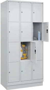 C+P Schlie&szlig;fachschrank Classic PLUS Sockel 3 Abteile 1950x900x500mm 7035/703 Innenh&ouml;he Gefach oben (oberes 453 mm Front RAL 7035 Lichtgrau