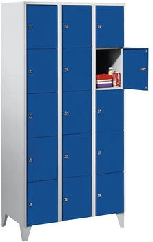 Wolf Wertfachschrank 300 mm 3 Abteile 15 Fächer Sicherheitszylinderschloss Fuß enzianblau