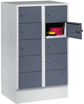 Wolf Schließfachschrank Stahlbl. Türanschl. rechts Zylinderschloss 10 Fächer B 600 x H 965 mm l.grau RAL 7035/b.grau RAL 7031