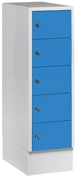Wolf Schließfachschrank Stahlbl. Türanschl. rechts Zylinderschloss 5 Fächer B 300 x H 965 mm l.grau RAL 7035/l.blau RAL 5012
