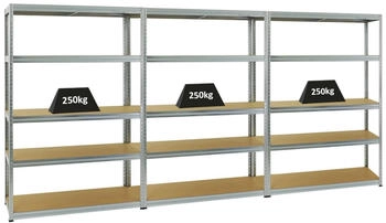Proregal Mega Deal 3x Schwerlastregal Big Elephant S HxBxT 180 x 120 x 45 cm Fachlast 250 kg Verzinkt