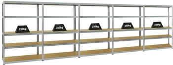Proregal Mega Deal 5x Schwerlastregal Big Elephant S HxBxT 180 x 120 x 45 cm Fachlast 250 kg Verzinkt