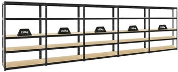 Proregal Mega Deal 5x Schwerlastregal Big Elephant S HxBxT 180 x 120 x 45 cm Fachlast 250 kg Schwarz
