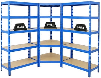 Proregal Mega Deal Tiger 1x Eckregal & 2x Schwerlastregal 180x 90x 45 cm Fachlast 175 & 265 kg Blau