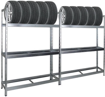 Proregal Mega Deal 2x Reifenregal Tiger XL HxBxT 200 x 150 x 45 cm Bis Zu 36 Reifen Verzinkt
