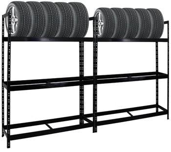 Proregal Mega Deal 2x Reifenregal Tiger XL HxBxT 200 x 150 x 45 cm Bis Zu 36 Reifen Schwarz