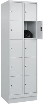C+P Schlie&szlig;fachschrank 080020-205 Classic PLUS mit Sockel 2 Abt.300mm je 5 F&auml;cher Zylinderschloss (HxBxT)1950x600x500mm 7035/7035