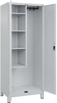 C+P Putzmittel-Spind Classic PLUS F&uuml;&szlig;e 2 Abteile 1950x800x500mm 7035/7035 Verschluss Zylinderschloss