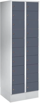 Wolf Schließfachschrank Stahlbl. Türanschl. rechts Zylinderschloss 20 Fächer B 600 x H 1800 mm l.grau RAL 7035/b.grau RAL 7031