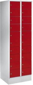 Wolf Schließfachschrank Stahlbl. Türanschl. rechts Zylinderschloss 20 Fächer B 600 x H 1800 mm l.grau RAL 7035/f.rot RAL 3000