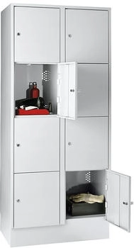 Wolf Wertfachschrank 400 mm 2 Abteile 8 Fächer Sicherheitszylinderschloss Sockel lichtgrau