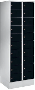 Wolf Schließfachschrank Stahlbl. Türanschl. rechts Zylinderschloss 20 Fächer B 600 x H 1800 mm l.grau RAL 7035/t.schw. RAL 9005
