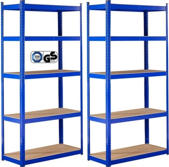 Arebos 2x Schwerlastregal 180x90x30cm 875 kg Kellerregal Steckregal Blau