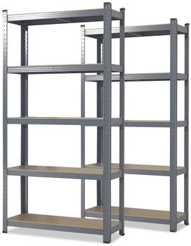Karat Schwerlastregal Odin 2er Set Traglast bis 875 kg Grau 200 x 100 x 50 cm