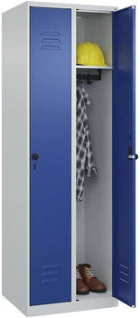 C+P Spind Classic PLUS 2-Abteile 300mm breit bodenstehend Drehriegel (HxBxT) 1850x600x500mm 7035/5010