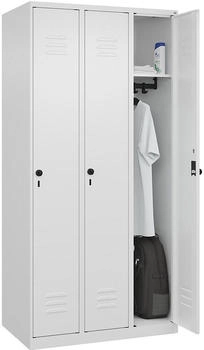 C+P Spind Classic PLUS 3-Abteile je 300mm breit bodenstehend Drehriegel (HxBxT) 1850x900x500mm 9016/9016