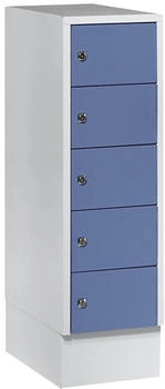 Wolf Schließfachschrank Stahlbl. Türanschl. rechts Zylinderschloss 5 Fächer B 300 x H 965 mm l.grau RAL 7035/t.blau RAL 5014
