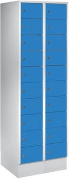 Wolf Schließfachschrank Stahlbl. Türanschl. rechts Zylinderschloss 20 Fächer B 600 x H 1800 mm l.grau RAL 7035/l.blau RAL 5012