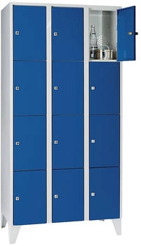 Wolf Wertfachschrank 300 mm 3 Abteile 12 Fächer Sicherheitszylinderschloss Fuß enzianblau