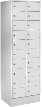 Wolf Schließfachschrank Stahlbl. Türanschl. rechts Zylinderschloss 20 Fächer B 600 x H 1800 mm l.grau RAL 7035/l.grau RAL 7035