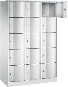 C+P Schließfachschrank 8570-372 Resisto 3x 5 Fächer (HxBxT) 1950x1150x540mm Lichtgrau