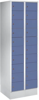 Wolf Schließfachschrank Stahlbl. Türanschl. rechts Zylinderschloss 20 Fächer B 600 x H 1800 mm l.grau RAL 7035/t.blau RAL 5014