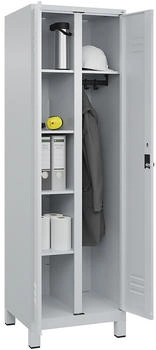 C+P Wäsche-/Garderobenspind Classic PLUS 080610-20 mit Füßen 2 Abt. je 300mm Drehriegel (HxBxT) 1850x600x500mm 7035/7035