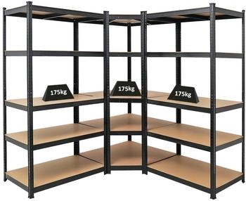 Proregal Eckregal Ragnar 2er-Set mit Schwerlastregal Taurus 180x180x60 cm Fachlast 175 kg schwarz