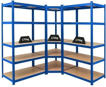 Proregal Eckregal Ragnar 2er-Set mit Schwerlastregal Taurus 180x180x60 cm Fachlast 175 kg blau