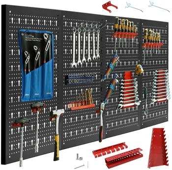 CCLife Technic Werkzeugwand metall 4-teilig 160x60x2 cm inkl. 52-teiligem Zubeh&ouml;r
