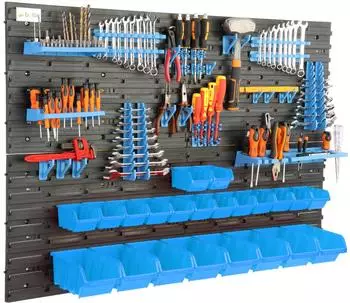 Botle Werkzeugwand mit 22 Boxen, 115x78cm, Wandregal für Werkstatt & Garage