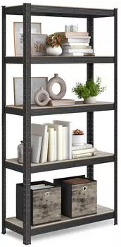 Songmics Standregal 5 Ablagen 30x75x150cm 650kg verstellbar, Greige-Schwarz (GLR030B11)