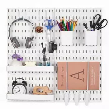 VEVOR Stecktafel-Set 280x280mm 4 Paneele Kunststoff Wei&szlig; (Pegboard Kit W4)