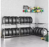 Vidaxl 2-layer Tire Racks 3 Pcs Silver 110x40x110 Cm Steel