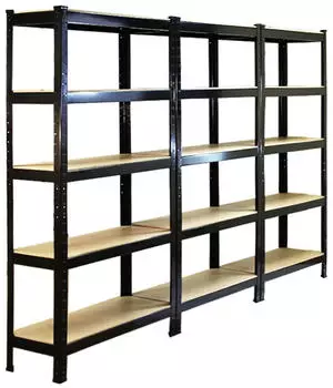 MonsterShop T-Rax Schwerlastregal 5 Ebenen, Stahl, Schwarz, 75x30x150cm (T-Rax)