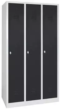 BRB Garderobenspind "Profi" 3 Abteile Drehriegelverschluss 900x500x1800mm Lichtgrau/Anthrazit (77380)